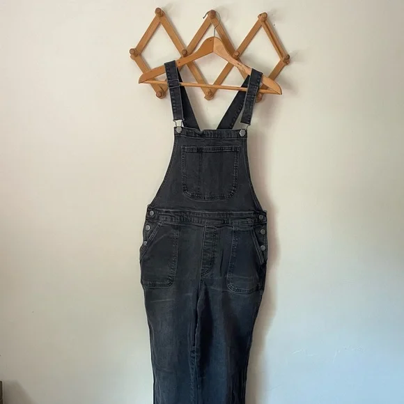 Old Navy Black Gray Denim Overalls - Picture 1 of 6